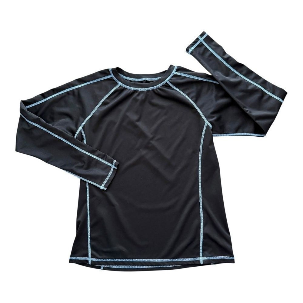 Marmot Womens Rash Guard Long Sleeve Shirt Black Blue Stitching Crewneck L